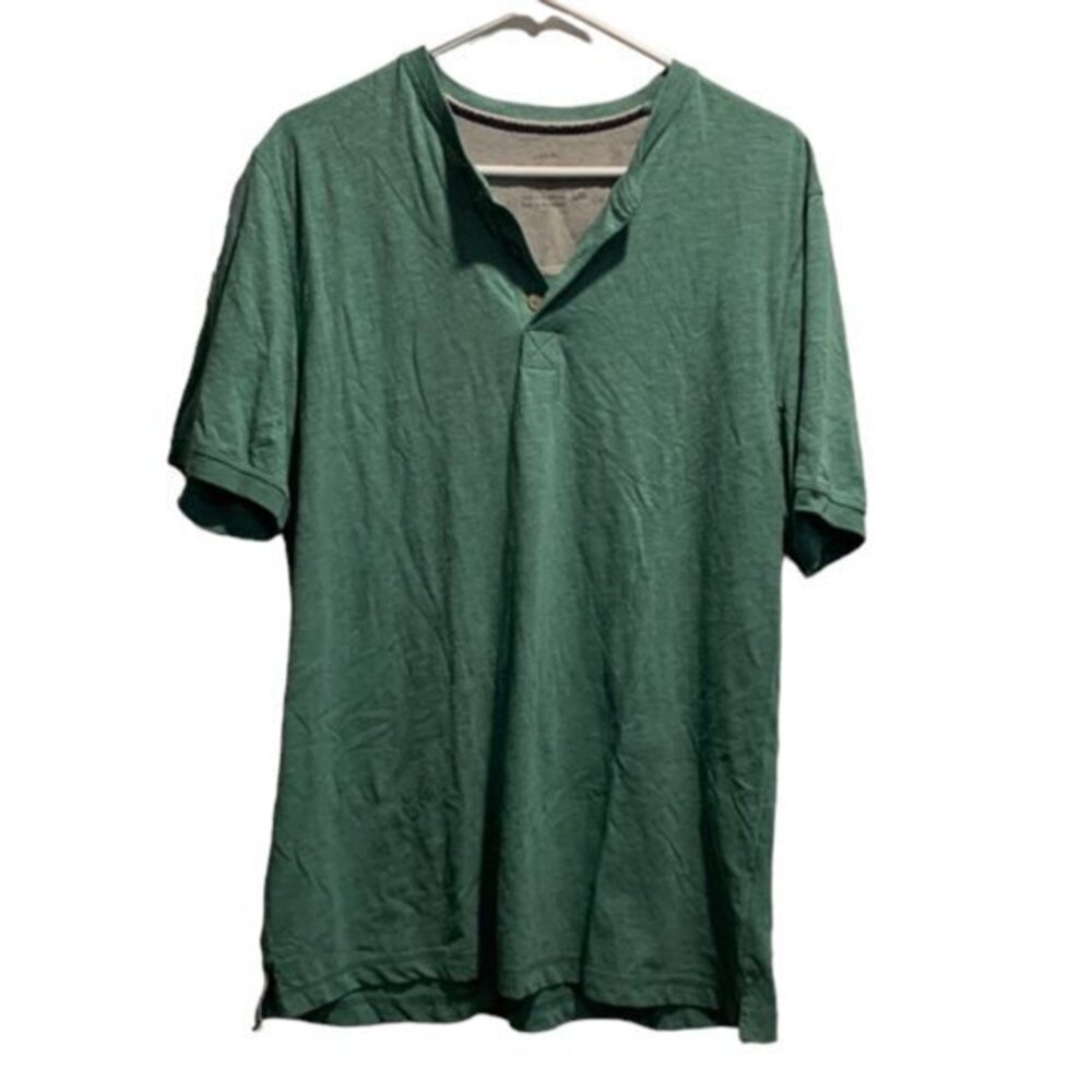 Men's Original Weatherproof Teal Henley Shirt Size Large EUC #5656